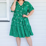 Maldives Mini Dress in lucky cat green