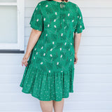 Maldives Mini Dress in lucky cat green