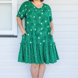 Maldives Mini Dress in lucky cat green