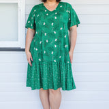 Maldives Mini Dress in lucky cat green