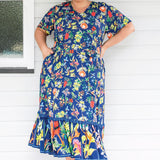Maldives Midi Dress in little wonder navy