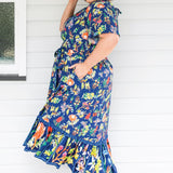 Maldives Midi Dress in little wonder navy
