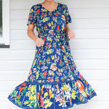 Maldives Midi Dress in little wonder navy
