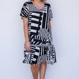 Maldives Mini Dress in seeing stripes black