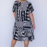 Maldives Mini Dress in seeing stripes black