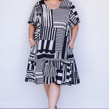 Maldives Mini Dress in seeing stripes black