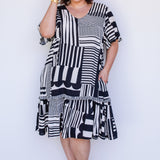 Maldives Mini Dress in seeing stripes black