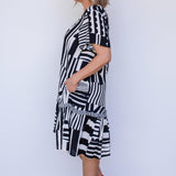 Maldives Mini Dress in seeing stripes black