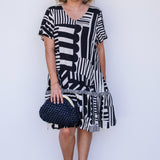 Maldives Mini Dress in seeing stripes black
