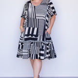 Maldives Mini Dress in seeing stripes black