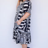 Maldives Mini Dress in seeing stripes black