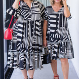 Maldives Mini Dress in seeing stripes black