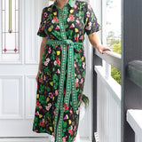 Maya Shirt Dress in hello sunshine black