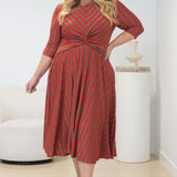 Nicola Dress in sparkle stripes red