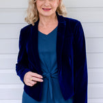 Maiocchi perfect velvet blazer in midnight blue - luxe women's velvet blazer