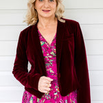 Wine velvet jacket by Maiocchi - versatile luxe layer for evening outfits