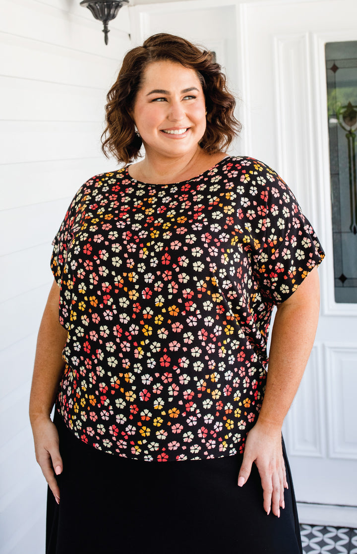 Poppy Top in colour floral