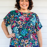 Truly Madly custom peacock & floral print in best-selling Poppy Top by Maiocchi