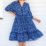 Portofino Midi Dress in cherry blossom blue