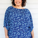 Pretty Please Reversible Top in cherry blossom blue