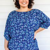 Pretty Please Reversible Top in cherry blossom blue