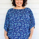 Pretty Please Reversible Top in cherry blossom blue