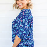 Pretty Please Reversible Top in cherry blossom blue