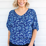 Pretty Please Reversible Top in cherry blossom blue