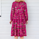 Sophia Dress in flights of fancy grape