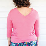 Tallulah Reversible Tee 3/4 sleeve in melon