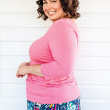 Tallulah Reversible Tee 3/4 sleeve in melon