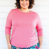 Tallulah Reversible Tee 3/4 sleeve in melon