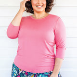 Tallulah Reversible Tee 3/4 sleeve in melon