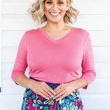 Tallulah Reversible Tee 3/4 sleeve in melon