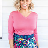 Tallulah Reversible Tee 3/4 sleeve in melon
