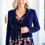 Maiocchi perfect velvet blazer in midnight blue – luxe cropped women’s jacket