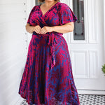 Violet Velvet Dress in cornflower blue elegant fit, luxe fabric and separate slip dress.