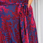 Velvet burnout fabric detail on Violet dress – velvet cornflower blue texture