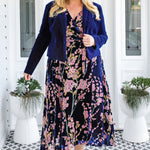 Violet Dress in blossom blue velvet – timeless occasion wear for women sizes 6–22