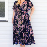 Violet Dress in blossom blue velvet