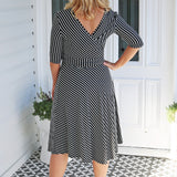 Emily Reversible Dress in black stripes