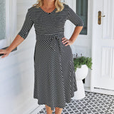 Emily Reversible Dress in black stripes