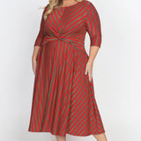 Nicola Dress in sparkle stripes red