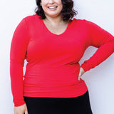 Bamboo Reversible Tee long sleeve in red