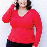 Bamboo Reversible Tee long sleeve in red