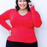 Bamboo Reversible Tee long sleeve in red