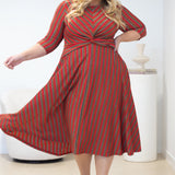 Nicola Dress in sparkle stripes red