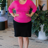 Bamboo Reversible Tee 3/4 sleeve in neon pink