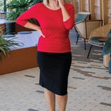 Bamboo Reversible Tee 3/4 sleeve in flame