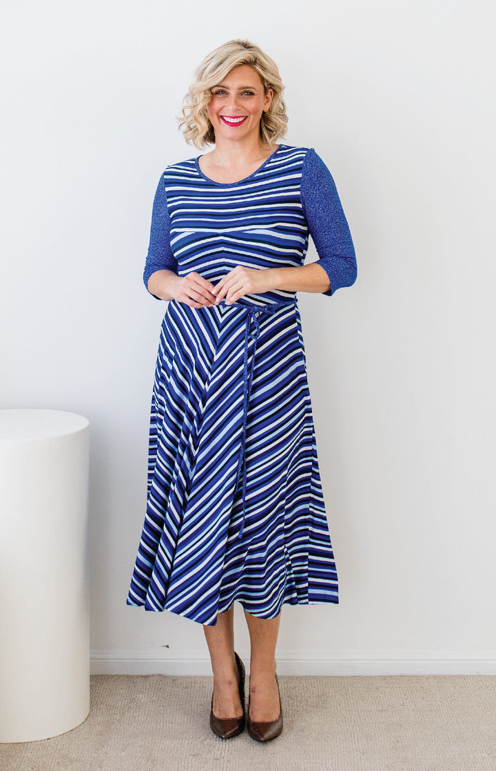Bettina Dress in she's the one stripes